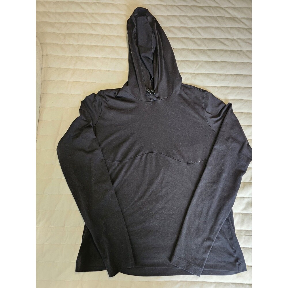 ALO Yoga Alosoft Hooded Long Sleeve Runner Large Pullover Stretch Black Womens